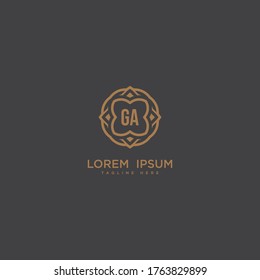 Initial letter GA logo icon design. Luxury jewelry frame gem edge logotype. Print monogram initials stamp sign symbol