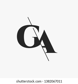 Initial Letter GA Monogram Sliced. Modern logo template isolated on gray background