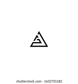 Initial letter GA triangle logo design vector