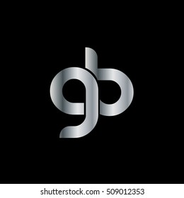 Initial Letter GB Linked Rounded Lowercase Logo Silver