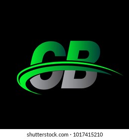 initial letter GB logotype company name colored green and black swoosh design. vector logo for business and company identity.