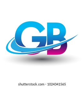 initial letter GB logotype company name colored blue and magenta swoosh design. vector logo for business and company identity.
