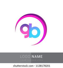 initial letter GB logotype company name, coloreful and swoosh design. vector logo for business and company identity.