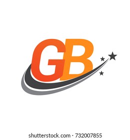initial letter GB logotype company name colored orange and grey swoosh star design. vector logo for business and company identity.