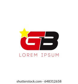 Initial letter gb yellow star logo red black