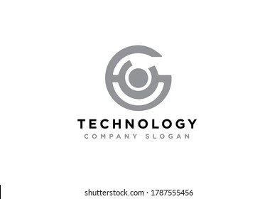 Initial Letter GC CG Circular Linked Logo Design. Technology and Branding Logos. Flat Vector Logo Design Template Element.