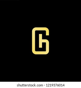 Initial letter GC CG minimalist art logo, gold color on black background.