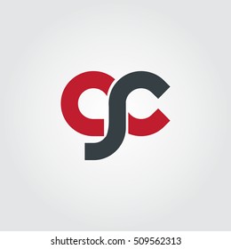 Initial Letter GC CR CS Rounded Circle Lowercase Logo Red Black