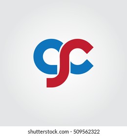 Initial Letter GC CR CS Rounded Circle Lowercase Logo Blue Red