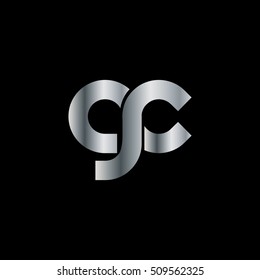 Initial Letter GC CR CS Rounded Circle Lowercase Logo Silver