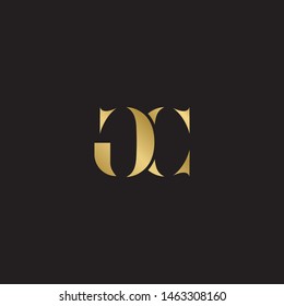 Initial letter gc g c uppercase modern logo design template elements. Gold letter Isolated on black  background. Suitable for business, consulting group company.