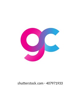 initial letter gc linked circle lowercase logo pink blue purple