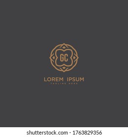 Diseño del icono del logotipo GC de la letra inicial. Logotipo de borde de joyería de lujo. Imprimir símbolo de marca de marca de las iniciales del monograma