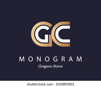 Initial Letter GC logo linked rounded with Gold and White