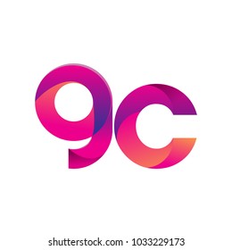 Initial Letter GC Logo Lowercase, magenta and orange, Modern and Simple Logo Design.