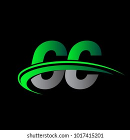 initial letter GC logotype company name colored green and black swoosh design. vector logo for business and company identity.