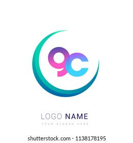 initial letter GC logotype company name, coloreful and swoosh design. vector logo for business and company identity.