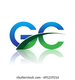 initial letter GC logotype company name colored blue and green swoosh design. vector logo for business and company identity.
