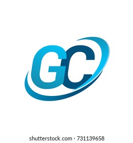 initial letter GC logotype company name colored blue swoosh design concept. vector logo for business and company identity.