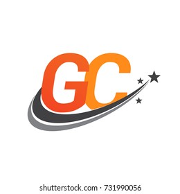 initial letter GC logotype company name colored orange and grey swoosh star design. vector logo for business and company identity.