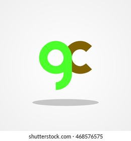 Initial letter GC lowercase logo design template leaf green brown