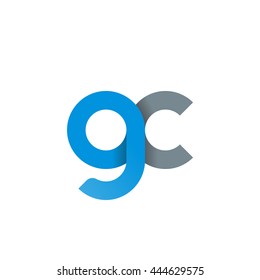initial letter gc modern linked circle round lowercase logo blue gray