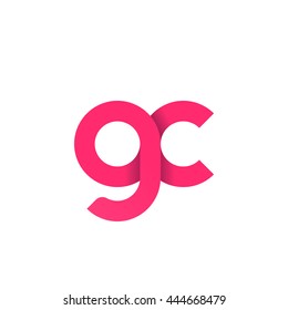 initial letter gc modern linked circle round lowercase logo pink