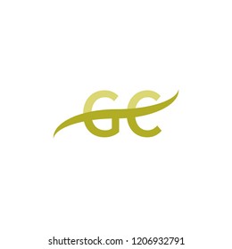 Initial letter GC, overlapping movement swoosh logo, green color on white background