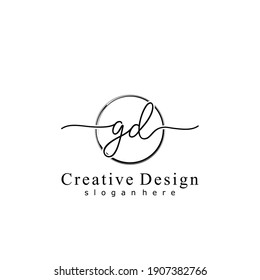 Initial letter GD calligraphy handwritten logo. Handwritten alphabet in the logo template. Letters and Alphabet for your logo design.