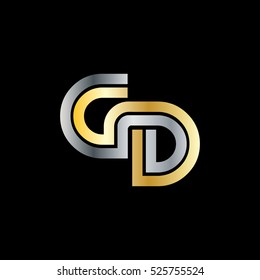 Initial Letter GD GG Linked Design Logo Silver Gold