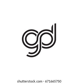 Initial letter gd, linked outline rounded lowercase, monogram black