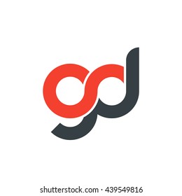 initial letter gd linked round lowercase logo red