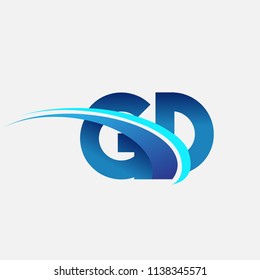 initial letter GD logotype company name colored blue and swoosh design. vector logo for business and company identity.