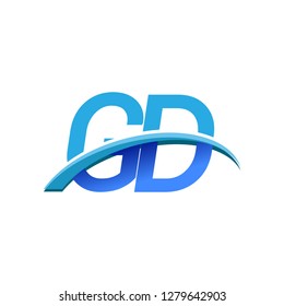 initial letter GD logotype company name colored blue and swoosh design. vector logo for business and company identity.