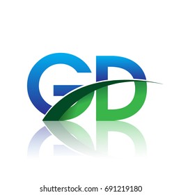 initial letter GD logotype company name colored blue and green swoosh design. vector logo for business and company identity.
