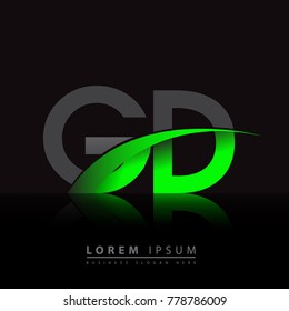 initial letter GD logotype company name colored green and black swoosh design. vector logo for business and company identity.

