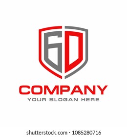 Initial letter GD, shield Logo Design Vector