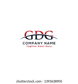 Initial letter GDG, overlapping movement swoosh horizon logo company design inspiration in red and dark blue color vector