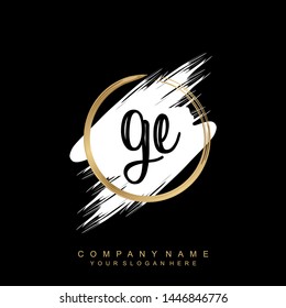 Initial letter GE beautiful handwriting logo vector template