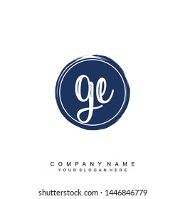 Initial letter GE beautiful handwriting logo vector template
