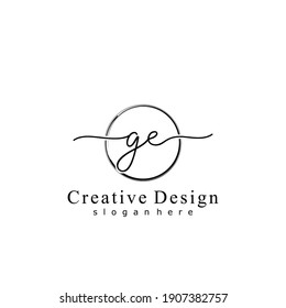 Initial letter GE calligraphy handwritten logo. Handwritten alphabet in the logo template. Letters and Alphabet for your logo design.