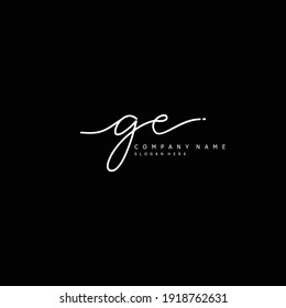 Initial letter GE calligraphy handwritten logo. Handwritten alphabet in the logo template. Letters and Alphabet for your logo design.
