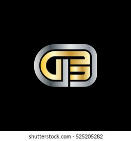 Initial Letter GE GB Linked Design Logo Silver Gold