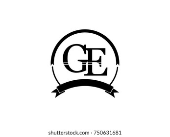 initial letter GE logo monogram retro black