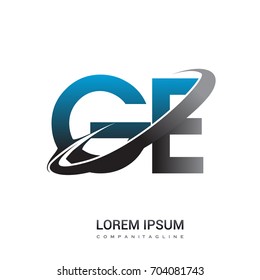 initial letter GE logotype company name colored blue and grey swoosh design. logo design for business and company identity.