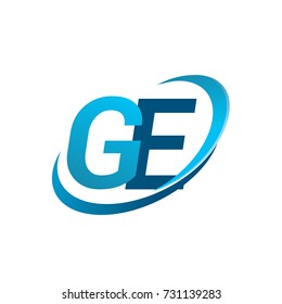 initial letter GE logotype company name colored blue swoosh design concept. vector logo for business and company identity.