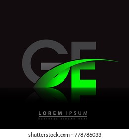 initial letter GE logotype company name colored green and black swoosh design. vector logo for business and company identity.
