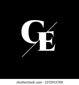 Initial Letter GE Monogram Sliced. Logo template isolated on black background