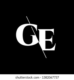 Initial Letter GE Monogram Sliced. Modern logo template isolated on black background