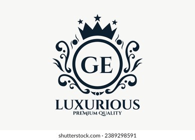 Letra inicial GE Real Luxury Logo plantilla en vectores para lujosa imagen vectorial.